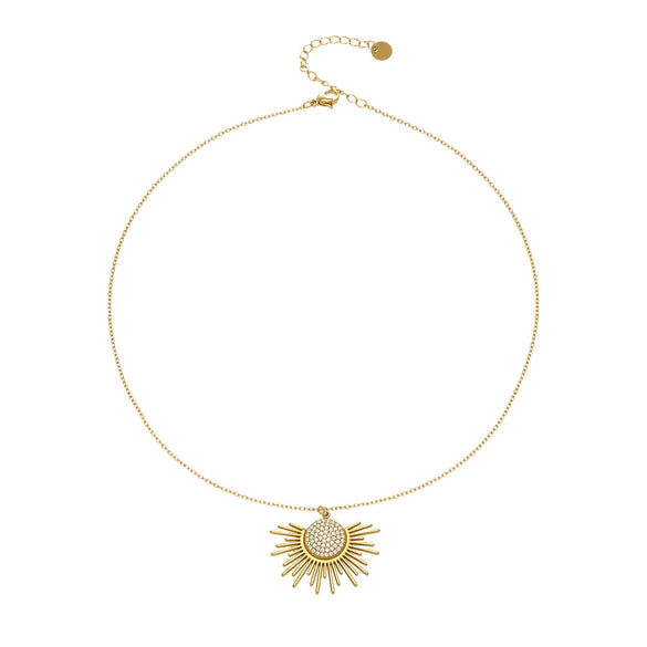 Wholesale Light Luxury Geometric Stainless Steel Electroplated 18K Gold Sun Pendant Necklace For Women