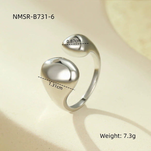 Wholesale Light Luxury Geometric Stainless Steel Electroplated Open Design Rings For Women