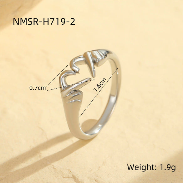 Wholesale Light Luxury Geometric Stainless Steel Electroplated Open Design Rings For Women