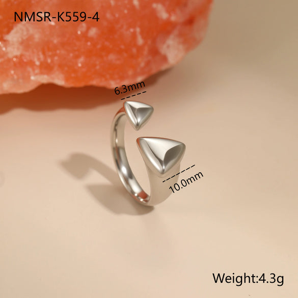 Wholesale Light Luxury Geometric Stainless Steel Electroplated Open Design Rings For Women