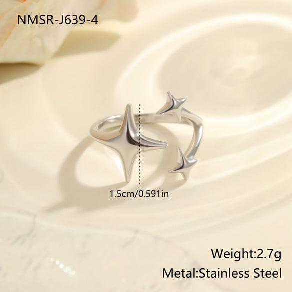 Wholesale Light Luxury Geometric Stainless Steel Electroplated Open Design Rings For Women