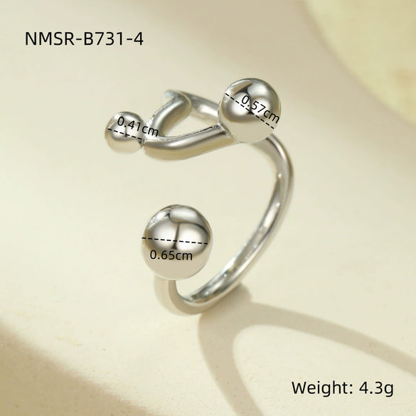 Wholesale Light Luxury Geometric Stainless Steel Electroplated Open Design Rings For Women