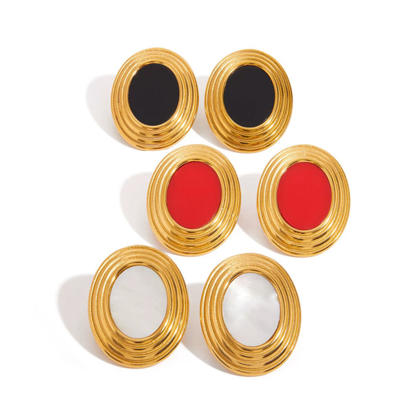 Wholesale Light Luxury Geometric Stainless Steel Electroplated Oval Thread Earrings For Women