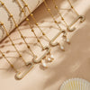 Wholesale Light Luxury Geometric Stainless Steel Electroplated Paperclip Tassel Freshwater Pearl Necklace For Women