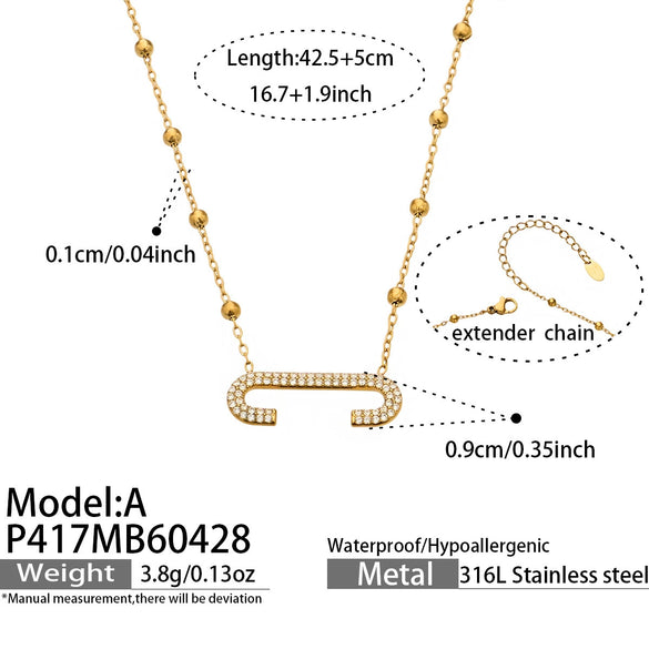 Wholesale Light Luxury Geometric Stainless Steel Electroplated Paperclip Tassel Freshwater Pearl Necklace For Women
