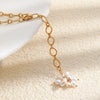 Wholesale Light Luxury Geometric Stainless Steel Electroplated Pearl Tassel Necklace For Women