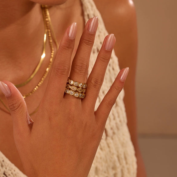 Wholesale Light Luxury Geometric Stainless Steel Electroplated Ring For Women