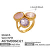 Wholesale Light Luxury Geometric Stainless Steel Electroplated Rings With Colored Glass Stones And Zircons For Women