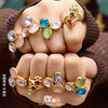 Wholesale Light Luxury Geometric Stainless Steel Electroplated Rings With Colored Glass Stones And Zircons For Women