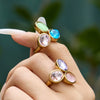 Wholesale Light Luxury Geometric Stainless Steel Electroplated Rings With Colored Glass Stones And Zircons For Women