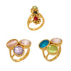 Wholesale Light Luxury Geometric Stainless Steel Electroplated Rings With Colored Glass Stones And Zircons For Women