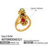 Wholesale Light Luxury Geometric Stainless Steel Electroplated Rings With Colored Glass Stones And Zircons For Women