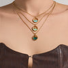 Wholesale Light Luxury Geometric Stainless Steel Electroplated Round Pendant Necklace For Women
