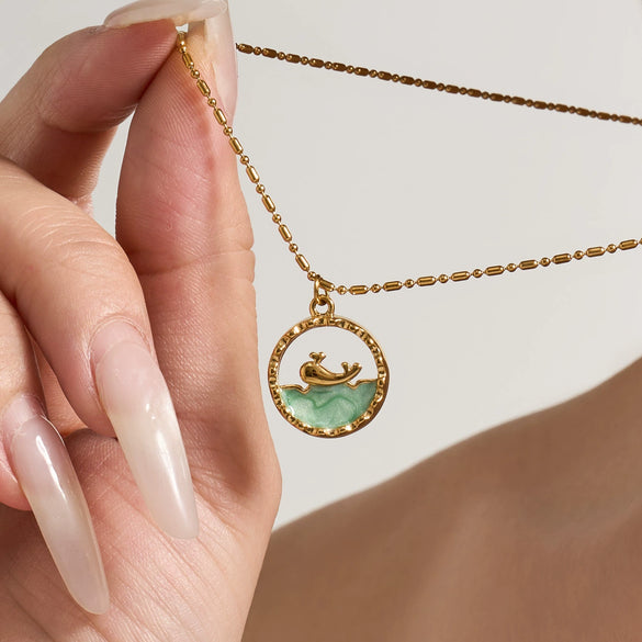 Wholesale Light Luxury Geometric Stainless Steel Electroplated Round Pendant Necklace For Women