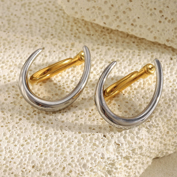Wholesale Light Luxury Geometric Stainless Steel Electroplated Split Fishhook Earrings For Women