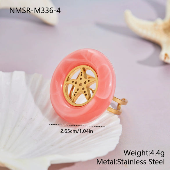 Wholesale Light Luxury Geometric Stainless Steel Electroplated Starfish Ring Accessories For Women