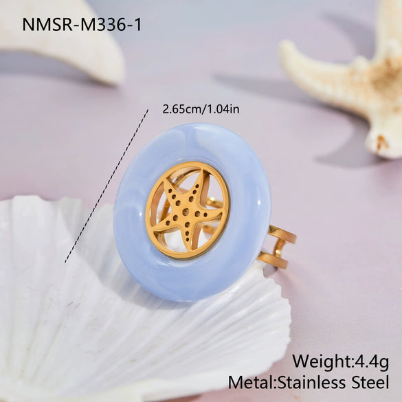 Wholesale Light Luxury Geometric Stainless Steel Electroplated Starfish Ring Accessories For Women