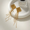 Wholesale Light Luxury Geometric Stainless Steel Electroplated Tassel Earrings For Women