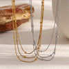 Wholesale Light Luxury Geometric Stainless Steel Electroplated Threelayer Beaded Snake Chain Necklace For Women