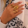 Wholesale Light Luxury Geometric Stainless Steel Electroplated Tiger Eye Stone Ring For Women