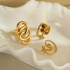 Wholesale Light Luxury Geometric Stainless Steel Electroplated Tiger Eye Stone Ring For Women