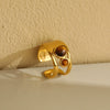 Wholesale Light Luxury Geometric Stainless Steel Electroplated Tiger Eye Stone Ring For Women