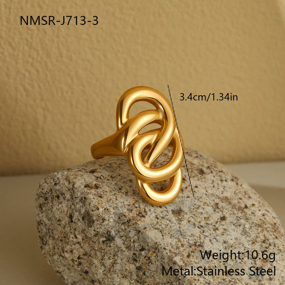 Wholesale Light Luxury Geometric Stainless Steel Electroplated Tiger Eye Stone Ring For Women