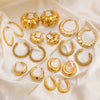 Wholesale Light Luxury Geometric Stainless Steel 18K Gold Electroplated Earrings For Women