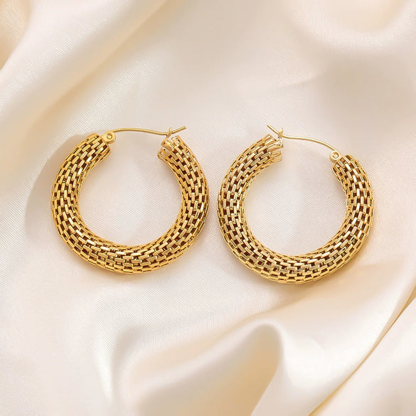 Wholesale Light Luxury Geometric Stainless Steel 18K Gold Electroplated Earrings For Women