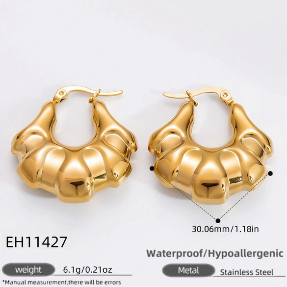 Wholesale Light Luxury Geometric Stainless Steel 18K Gold Electroplated Earrings For Women