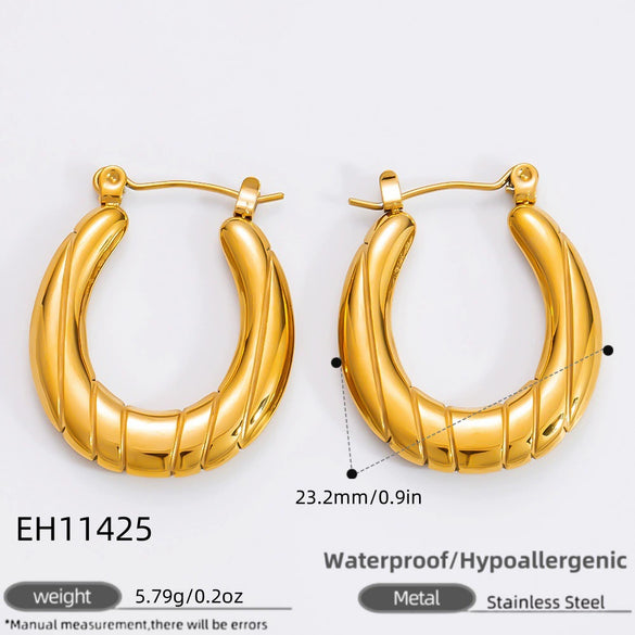 Wholesale Light Luxury Geometric Stainless Steel 18K Gold Electroplated Earrings For Women