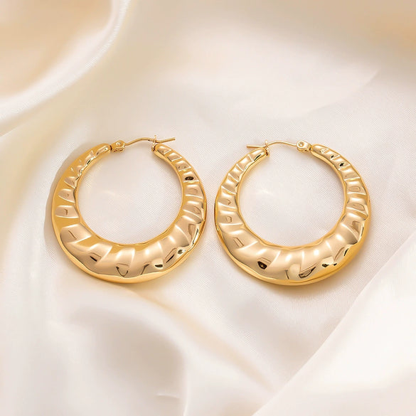 Wholesale Light Luxury Geometric Stainless Steel 18K Gold Electroplated Earrings For Women