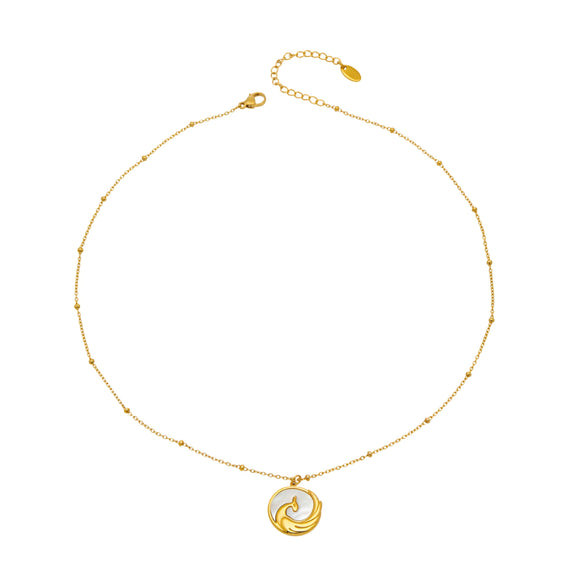 Wholesale Light Luxury Geometric Stainless Steel 18K Gold Plated Embossed Phoenix Pendant Necklace For Women