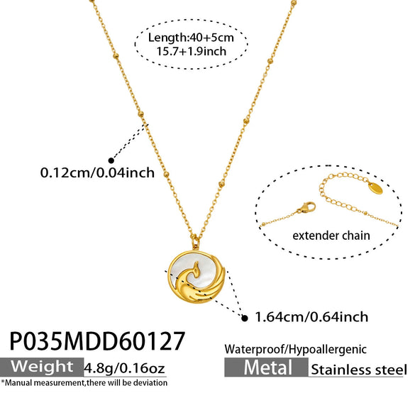 Wholesale Light Luxury Geometric Stainless Steel 18K Gold Plated Embossed Phoenix Pendant Necklace For Women