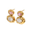 Wholesale Light Luxury Geometric Stainless Steel 18K Gold Plated Hammered Texture Stud Earrings For Women