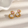 Wholesale Light Luxury Geometric Stainless Steel 18K Gold Plated Hammered Texture Stud Earrings For Women