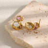 Wholesale Light Luxury Geometric Stainless Steel 18K Gold Plated Hammered Texture Stud Earrings For Women