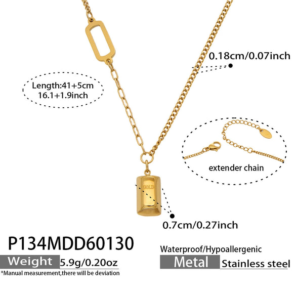 Wholesale Light Luxury Geometric Stainless Steel 18K Gold Plated Pendant Necklace For Women