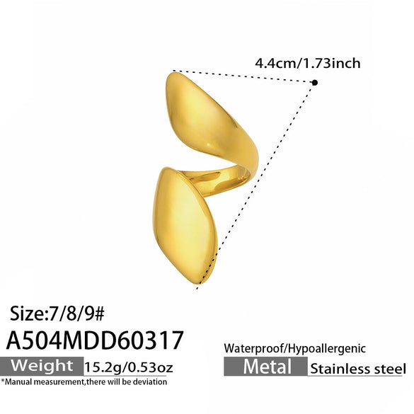 Wholesale Light Luxury Geometric Stainless Steel 18K Gold Plated Polished Circular Ring Set For Women