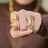 Wholesale Light Luxury Geometric Stainless Steel 18K Gold Plated Polished Circular Ring Set For Women