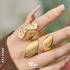 Wholesale Light Luxury Geometric Stainless Steel 18K Gold Plated Polished Circular Ring Set For Women