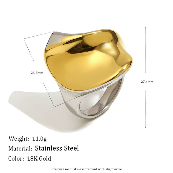 Wholesale Light Luxury Geometric Stainless Steel 18K Gold Plated Twisted Stereo Ring For Women