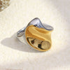 Wholesale Light Luxury Geometric Stainless Steel 18K Gold Plated Twisted Stereo Ring For Women