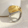 Wholesale Light Luxury Geometric Stainless Steel 18K Gold Plated Twisted Stereo Ring For Women