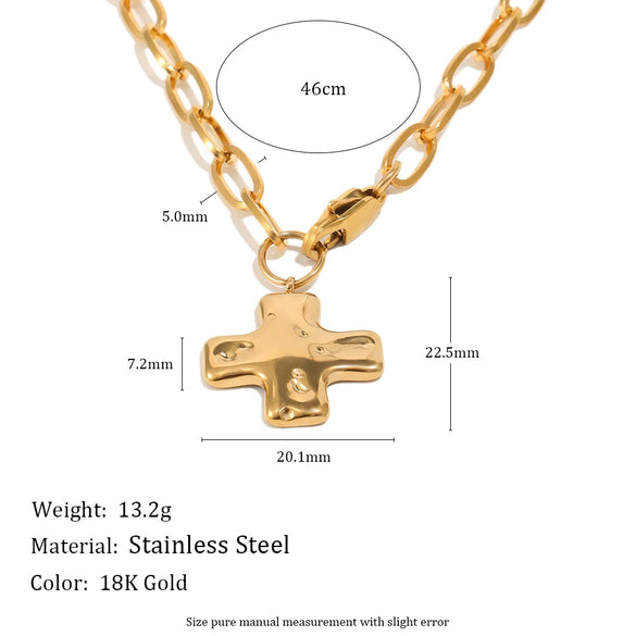 Wholesale Light Luxury Geometric Stainless Steel 18K Goldplated Cross Necklace For Women