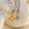 Wholesale Light Luxury Geometric Stainless Steel 18K Goldplated Cross Necklace For Women