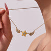 Wholesale Light Luxury Geometric Stainless Steel 18K Goldplated Fivepointed Star Wing Clavicle Chain Necklace For Women
