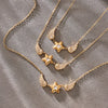 Wholesale Light Luxury Geometric Stainless Steel 18K Goldplated Fivepointed Star Wing Clavicle Chain Necklace For Women