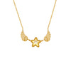 Wholesale Light Luxury Geometric Stainless Steel 18K Goldplated Fivepointed Star Wing Clavicle Chain Necklace For Women