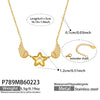 Wholesale Light Luxury Geometric Stainless Steel 18K Goldplated Fivepointed Star Wing Clavicle Chain Necklace For Women